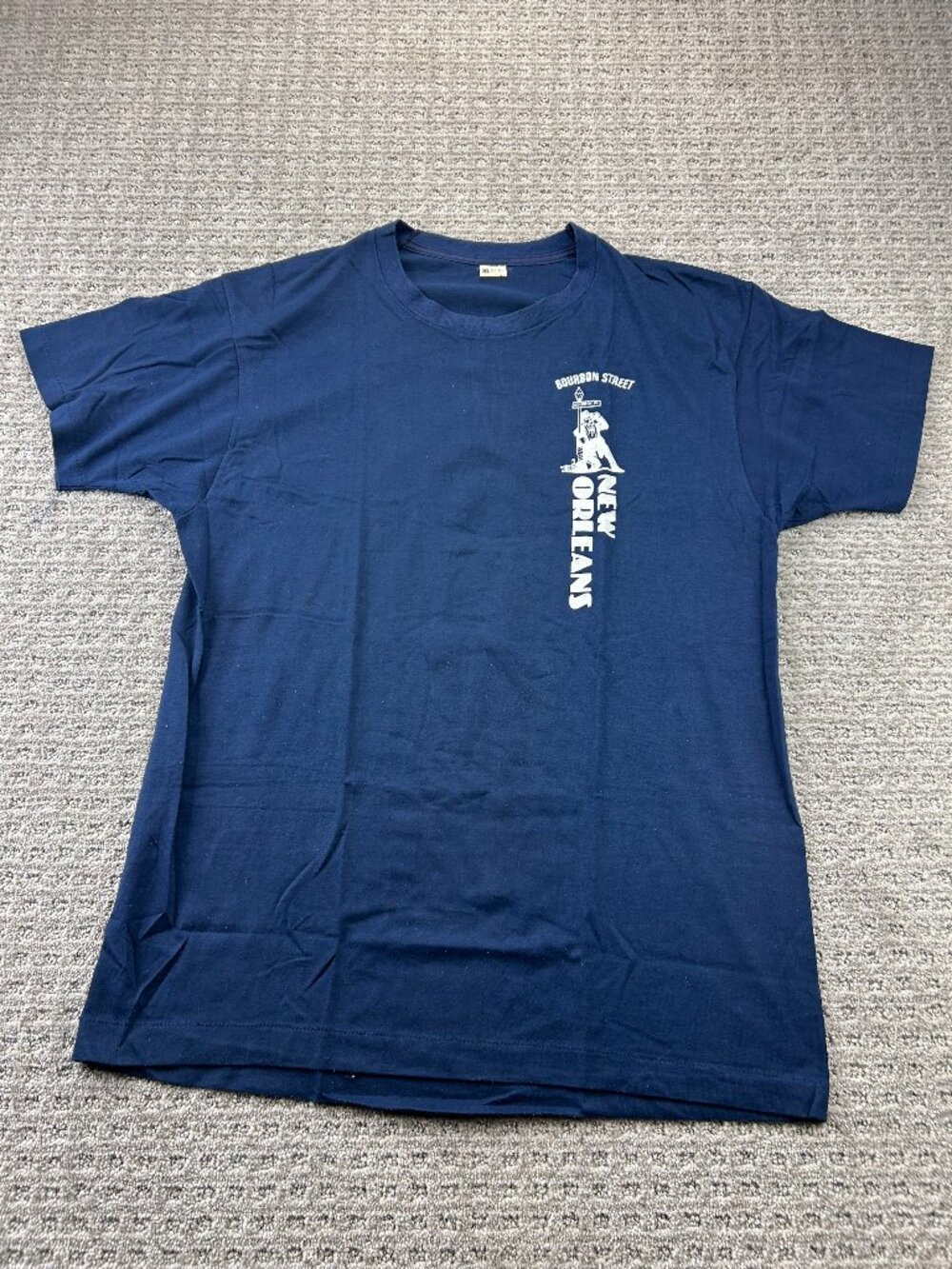 Vintage 80s Screen Stars T-Shirt Men XL Navy Blue Bourbon Street Single Stitched